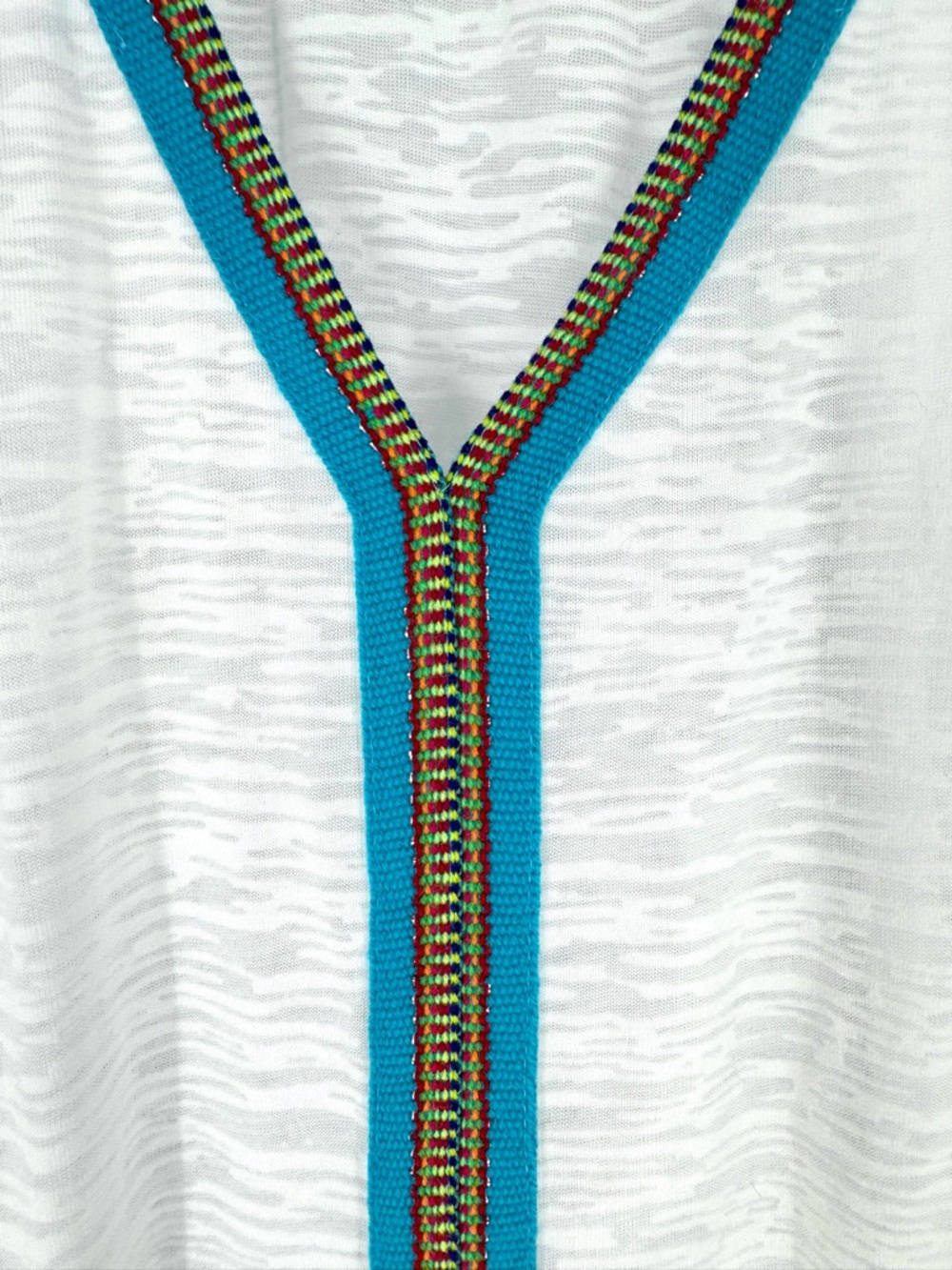 Pitusa Inca Sundress White Sheer Cover-Up Maxi with Teal Trim Fits Size 6-12 - Picture 6 of 11